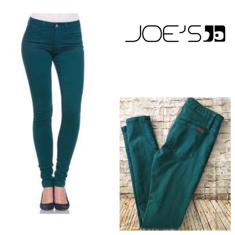Joe's Jeans The Skinny PFD Dark Color 26 Teal Green Slim Stretch Mid‎ Rise